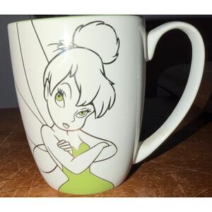 Tinker Bell Fairy Disney Parks Mug Letter "T" Green White Ceramic Cup 12 oz